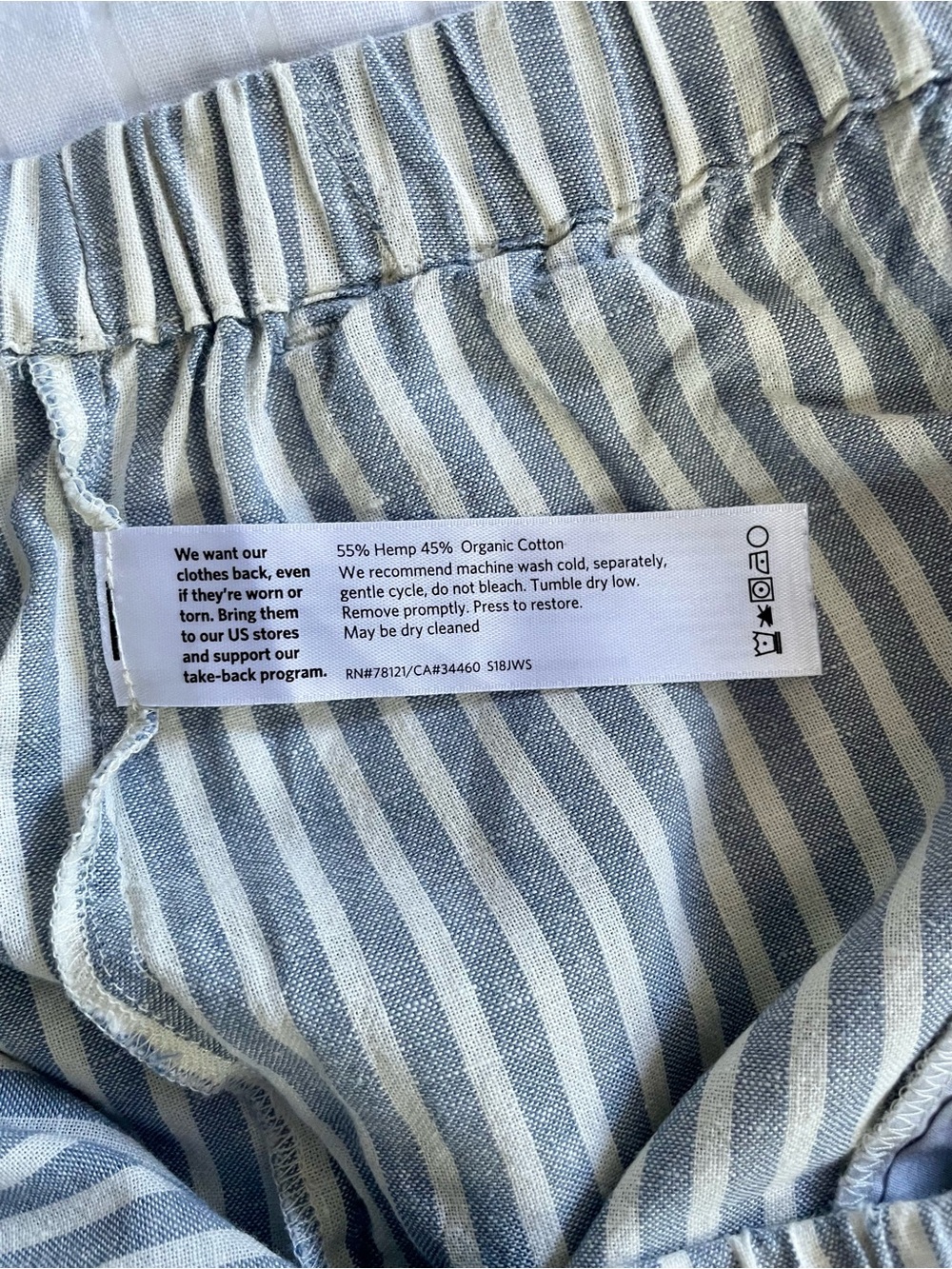 Eileen Fisher Striped Organic Cotton Hemp Pants - Picture 4 of 4